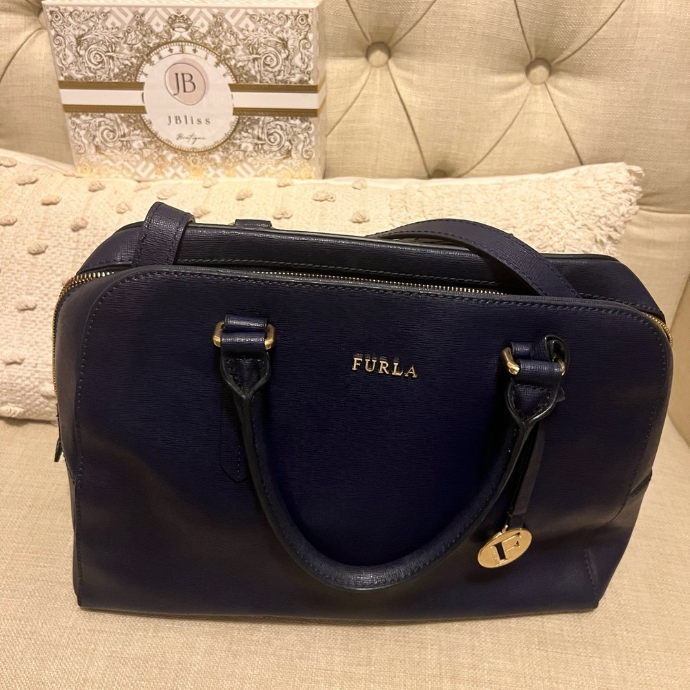 Furla Dark Blue Bag with crossbody strap